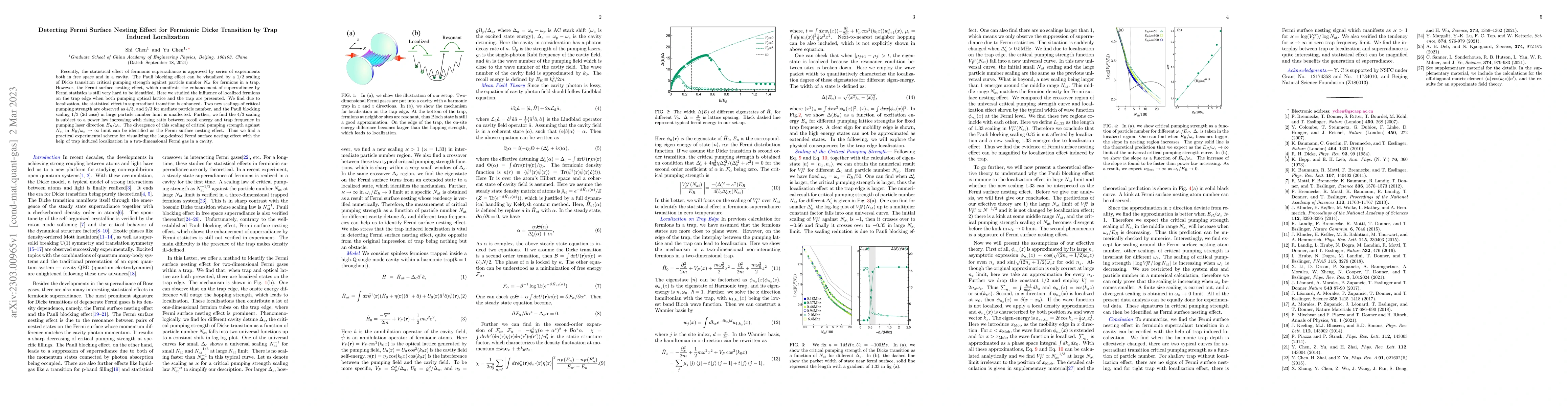 Thumbnail for Detecting Fermi Surface Nesting Effect for Fermionic Dicke Transition by
  Trap Induced Localization