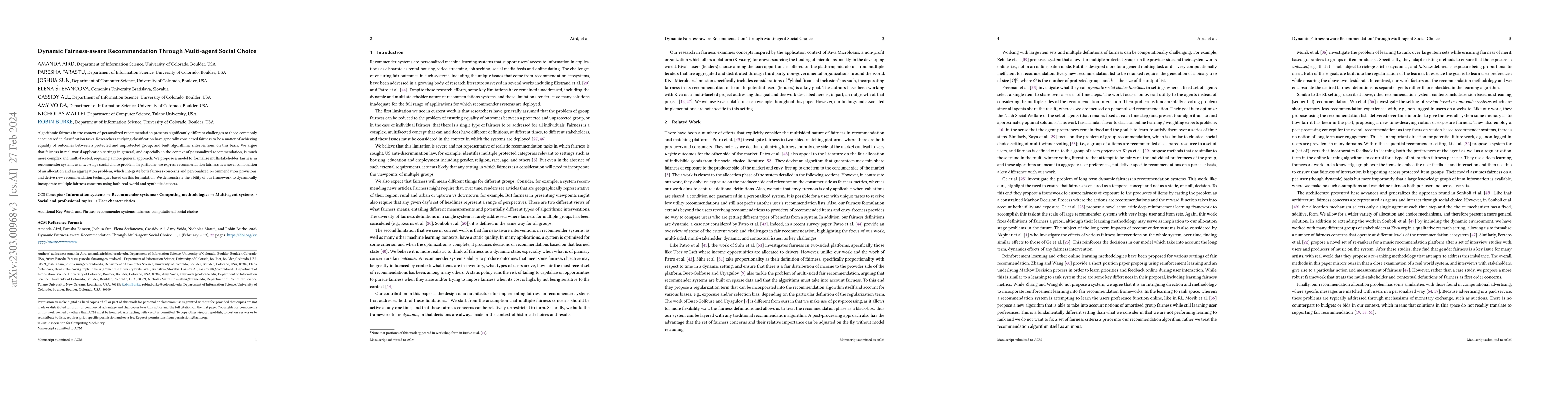 Thumbnail for Dynamic fairness-aware recommendation through multi-agent social choice