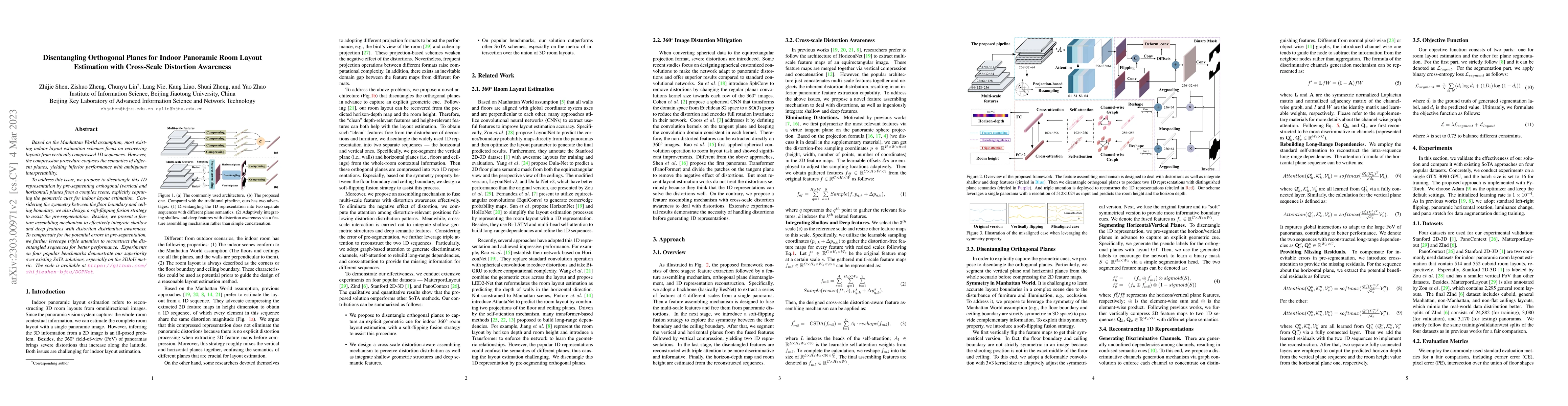 Thumbnail for Disentangling Orthogonal Planes for Indoor Panoramic Room Layout
  Estimation with Cross-Scale Distortion Awareness