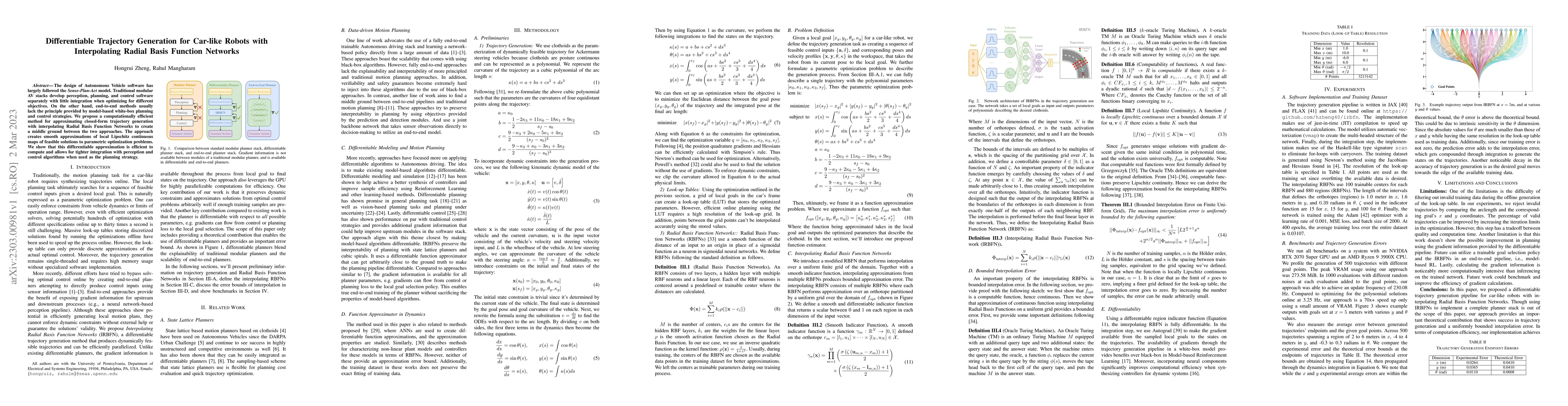 Thumbnail for Differentiable Trajectory Generation for Car-like Robots with
  Interpolating Radial Basis Function Networks