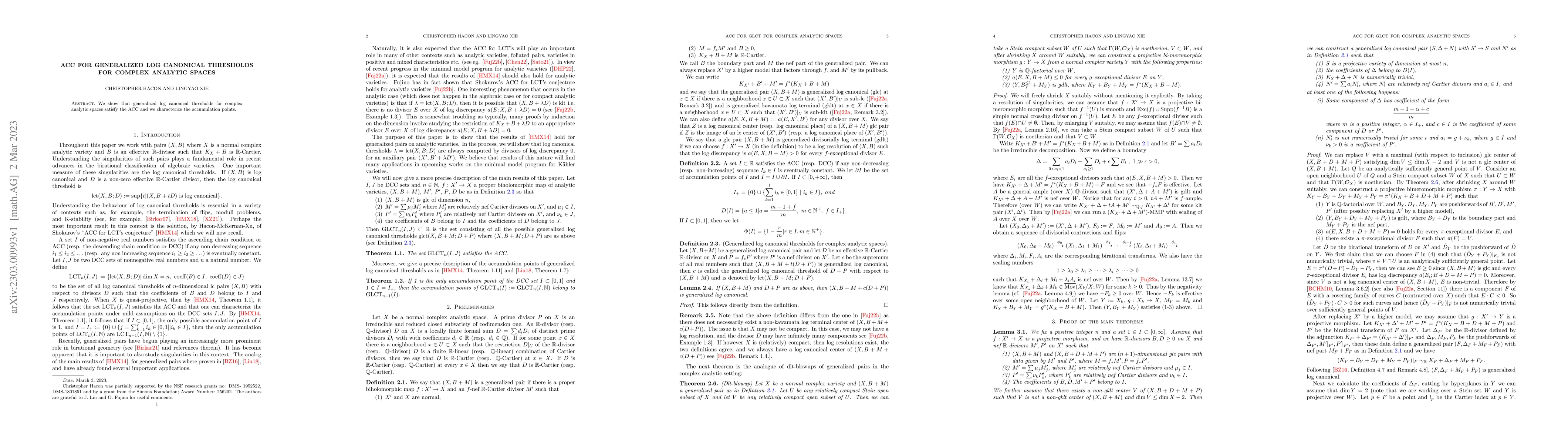 Thumbnail for ACC for generalized log canonical thresholds for complex analytic spaces