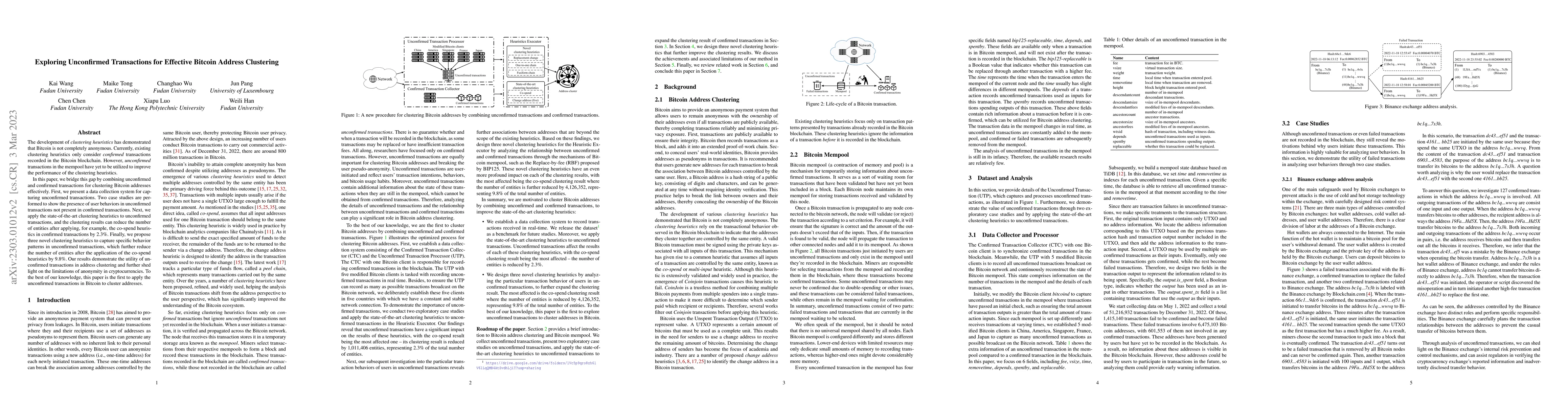Thumbnail for Exploring Unconfirmed Transactions for Effective Bitcoin Address
  Clustering
