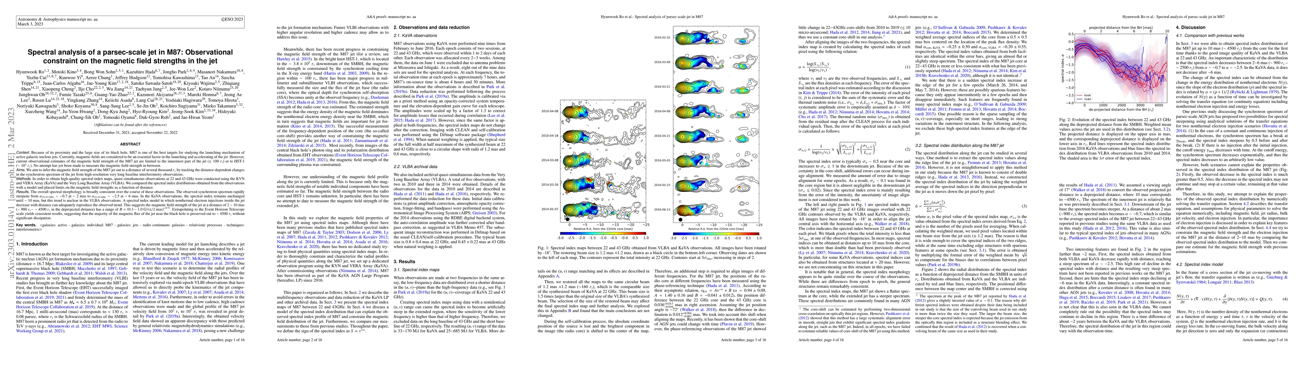 Thumbnail for Spectral analysis of a parsec-scale jet in M87: Observational constraint
  on the magnetic field strengths in the jet
