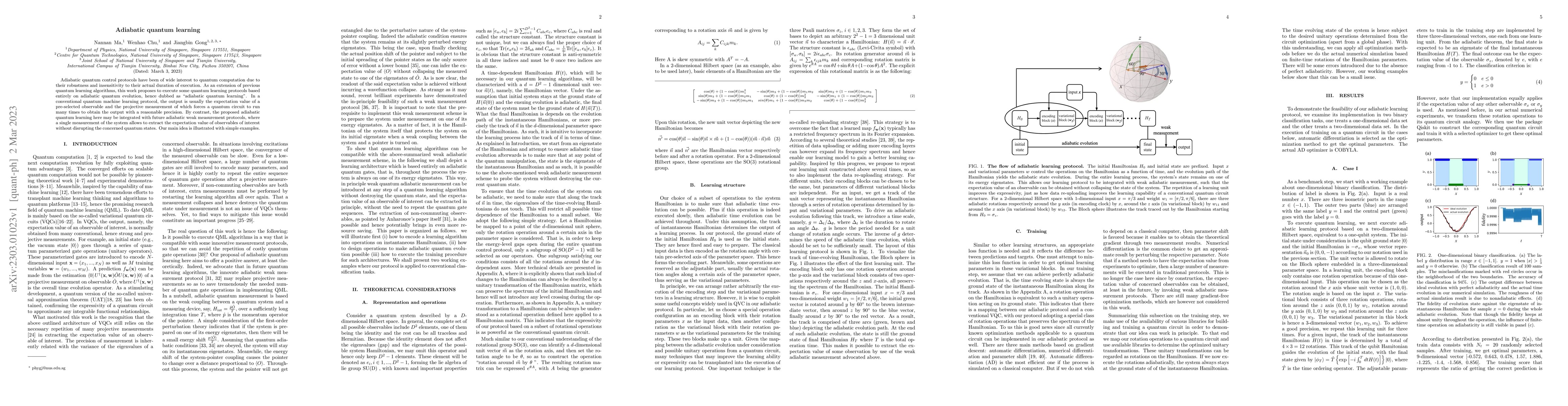 Thumbnail for Adiabatic quantum learning