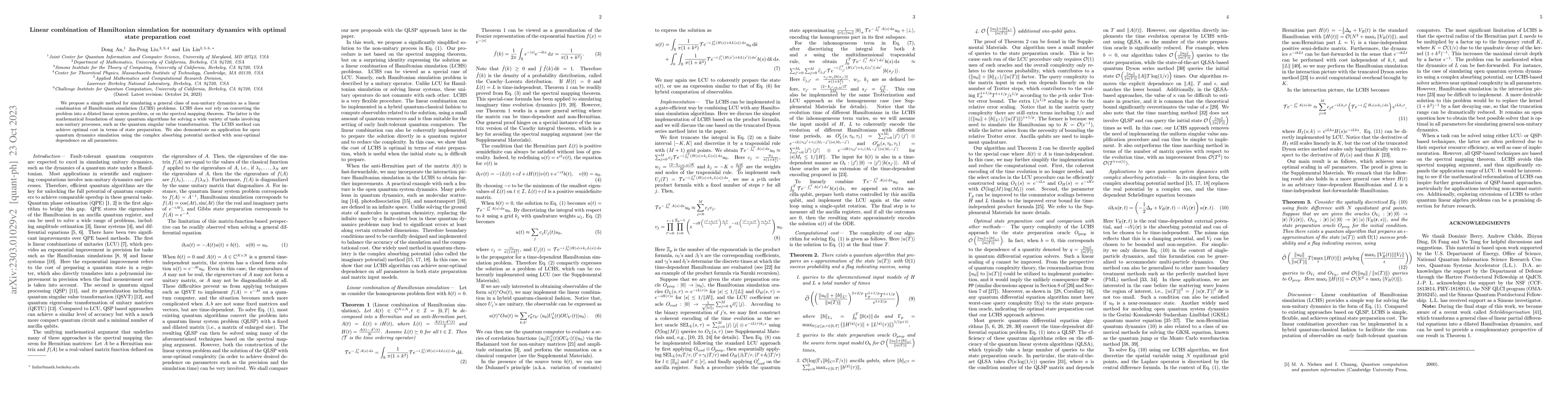 Thumbnail for Linear combination of Hamiltonian simulation for nonunitary dynamics
  with optimal state preparation cost