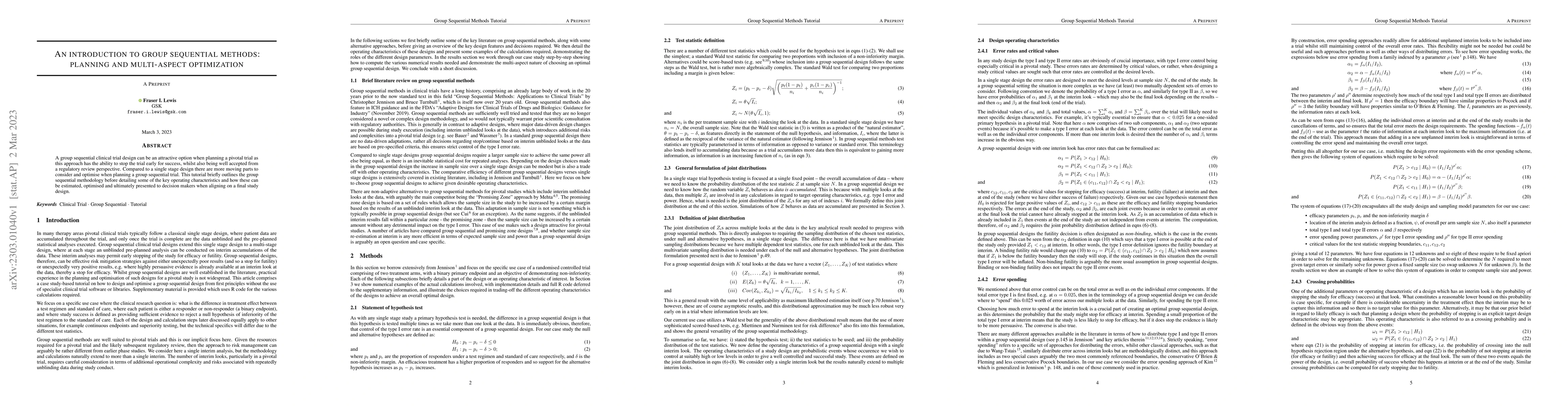Thumbnail for An introduction to group sequential methods: planning and multi-aspect
  optimization
