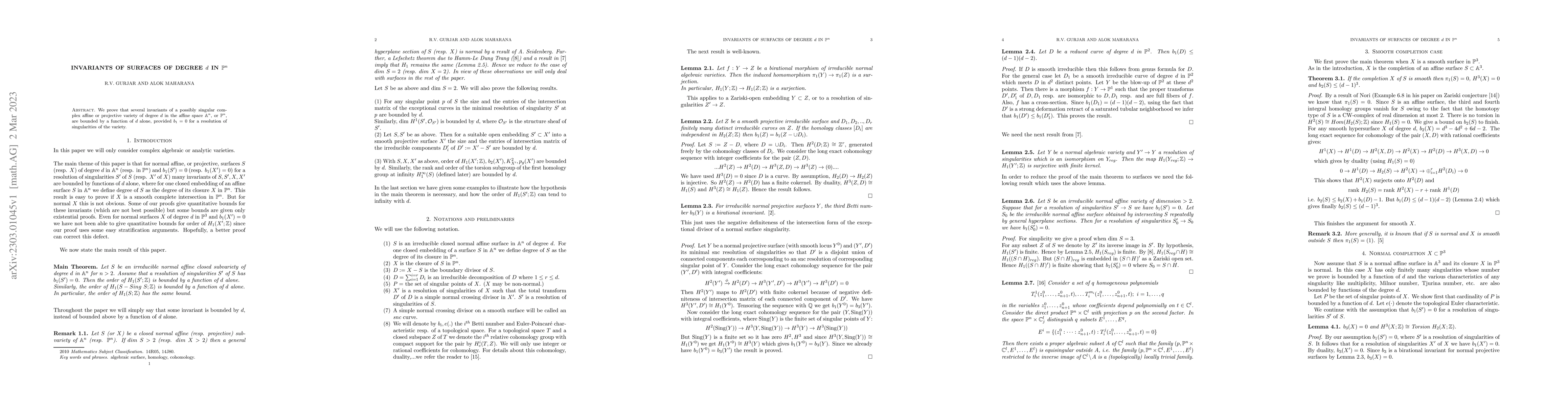 Thumbnail for Invariants of Surfaces of Degree $d$ in $\mathbb{P}^n$
