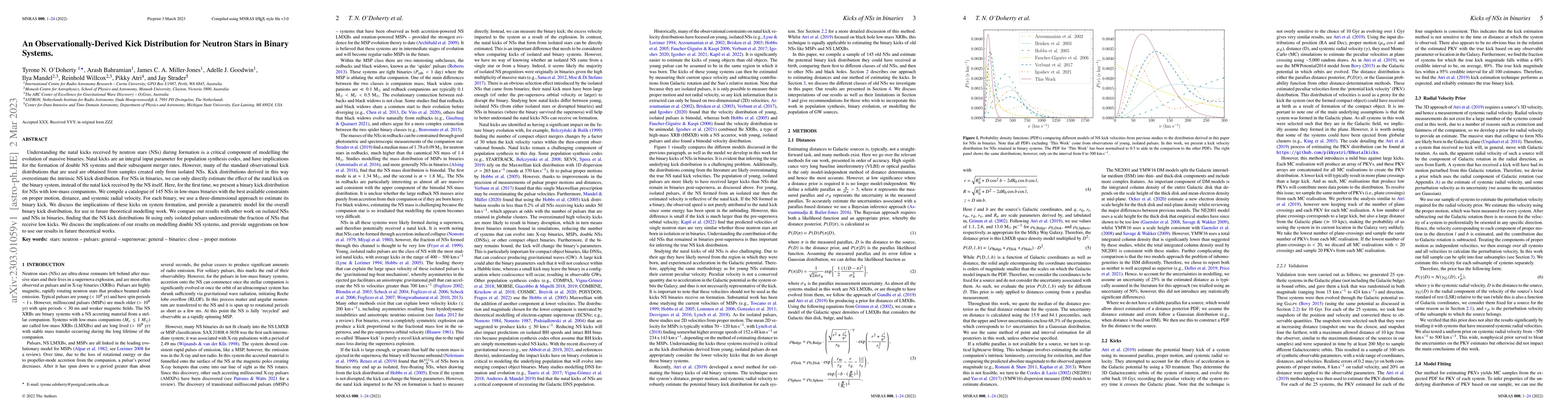 Thumbnail for An Observationally-Derived Kick Distribution for Neutron Stars in Binary
  Systems
