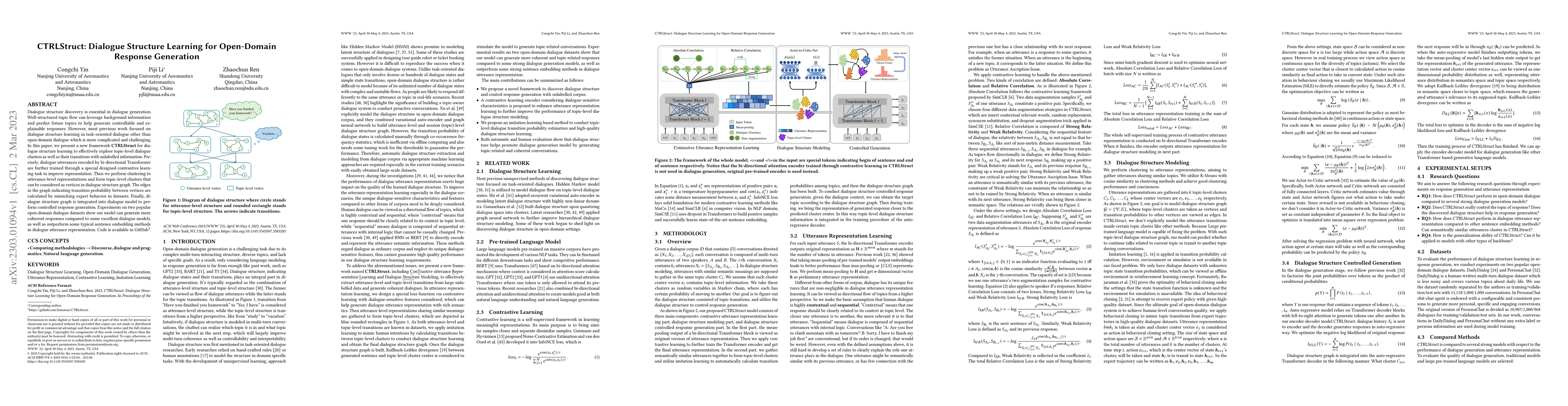 Thumbnail for CTRLStruct: Dialogue Structure Learning for Open-Domain Response
  Generation