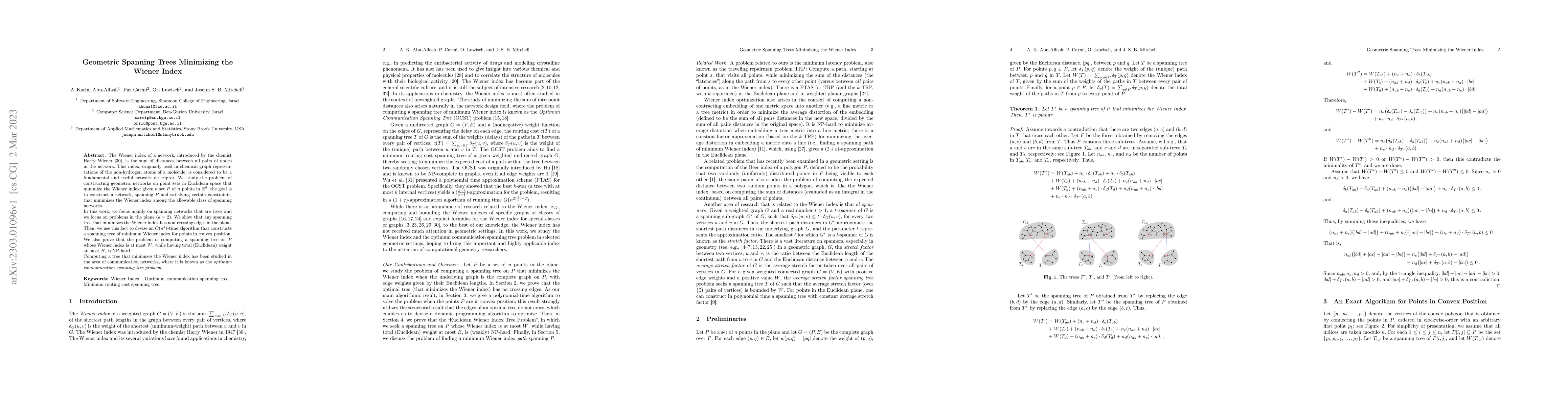 Thumbnail for Geometric Spanning Trees Minimizing the Wiener Index