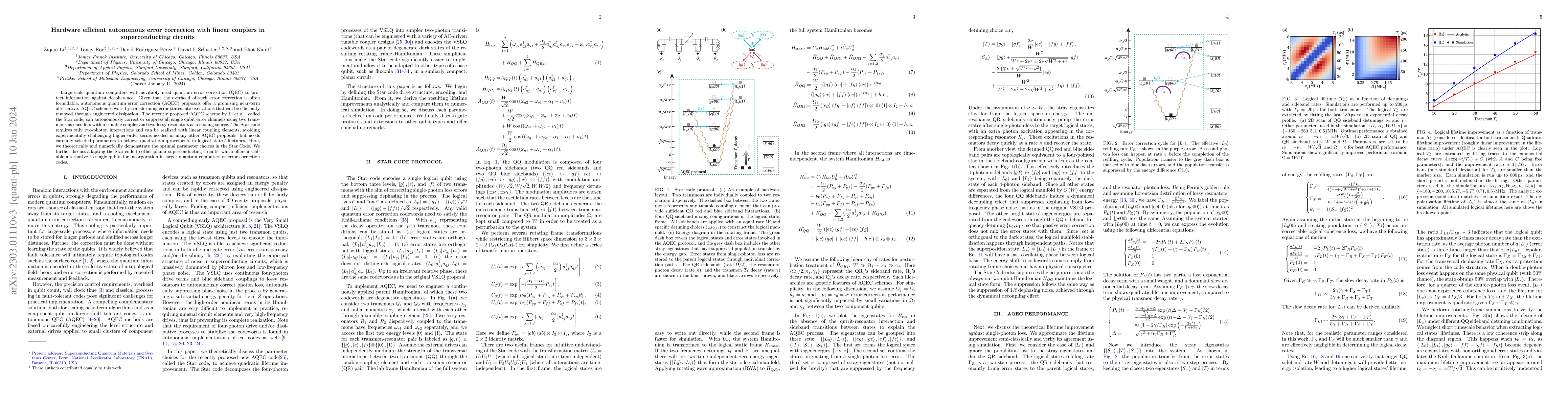 Thumbnail for Hardware efficient autonomous error correction with linear couplers in
  superconducting circuits