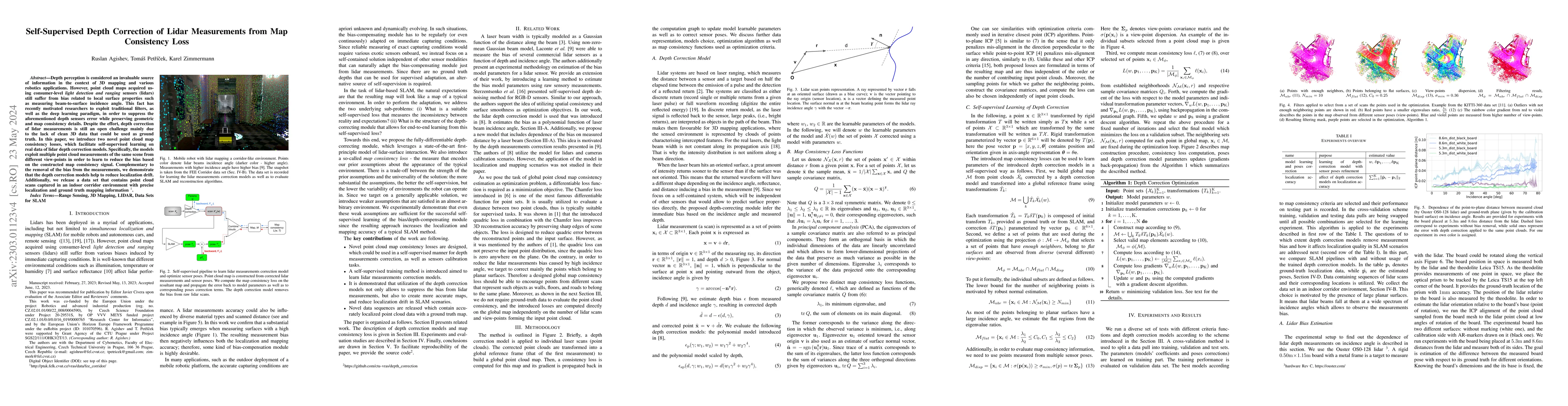 Thumbnail for Self-Supervised Depth Correction of Lidar Measurements from Map
  Consistency Loss