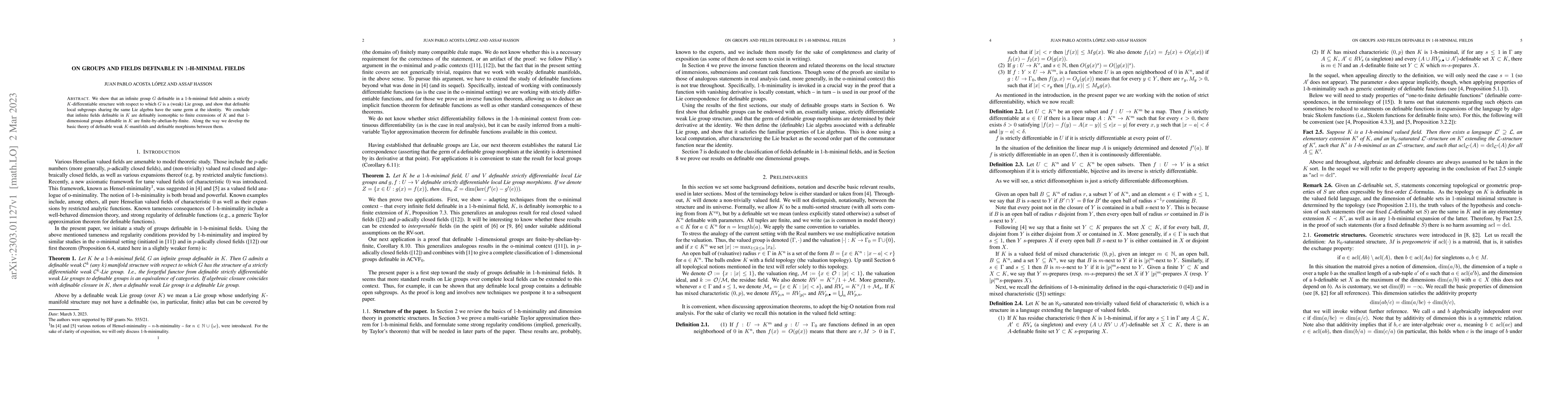 Thumbnail for On groups and fields definable in 1-h-minimal fields