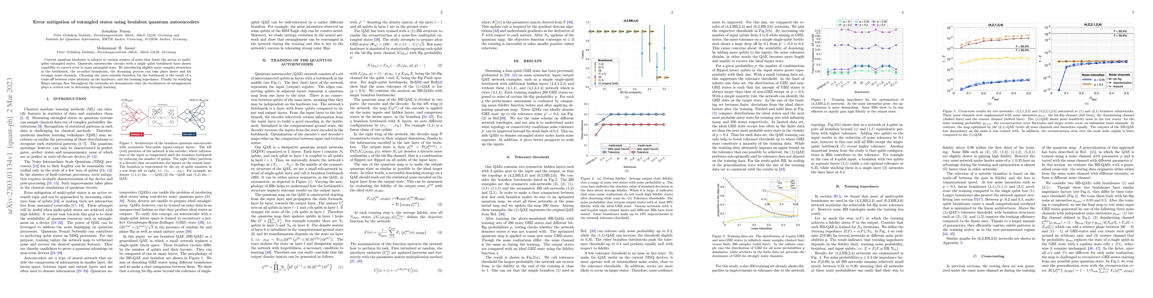 Thumbnail for Error mitigation of entangled states using brainbox quantum autoencoders