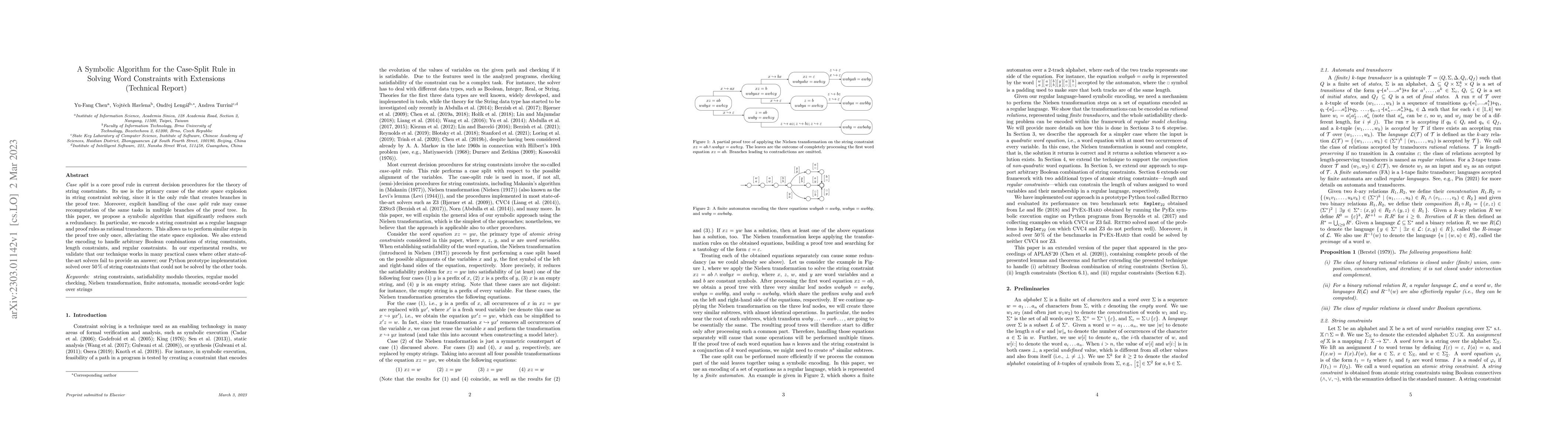 Thumbnail for A Symbolic Algorithm for the Case-Split Rule in Solving Word Constraints
  with Extensions (Technical Report)