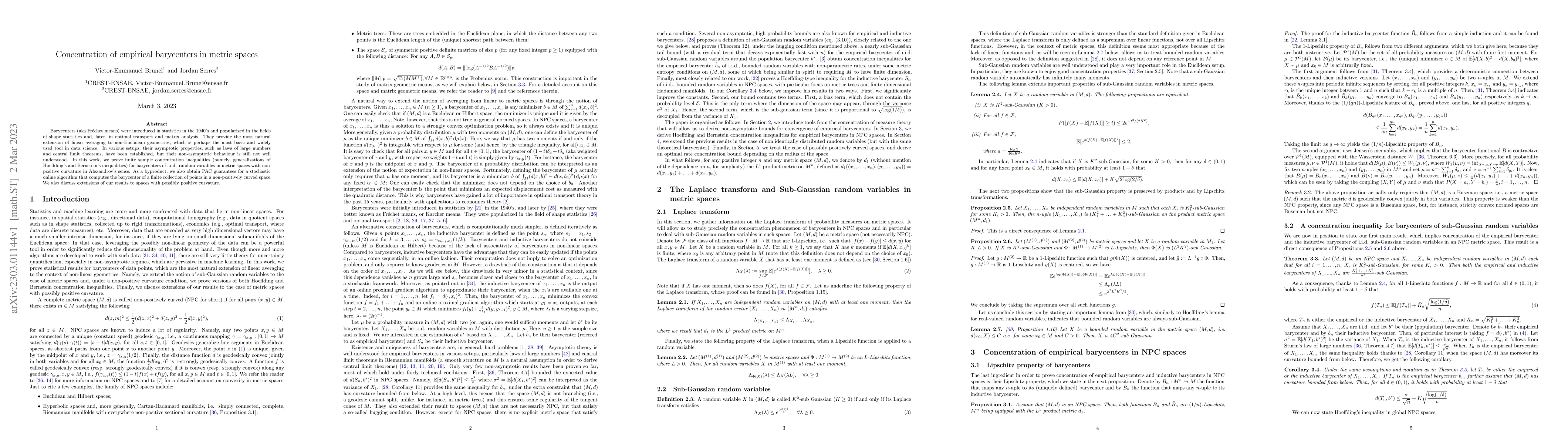 Thumbnail for Concentration of empirical barycenters in metric spaces
