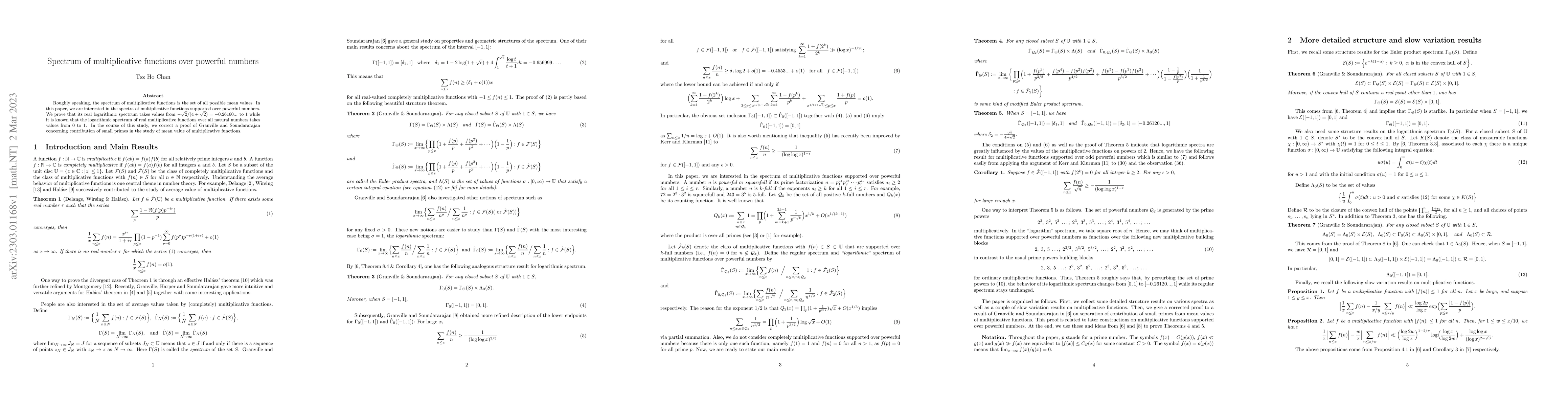 Thumbnail for Spectrum of multiplicative functions over powerful numbers