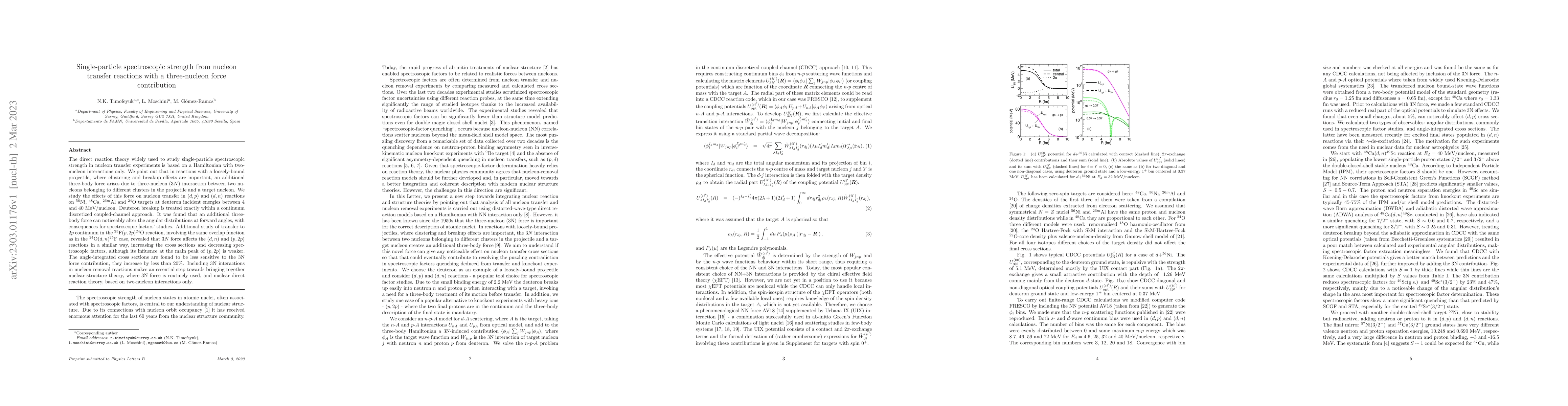 Thumbnail for Single-particle spectroscopic strength from nucleon transfer reactions
  with a three-nucleon force contribution