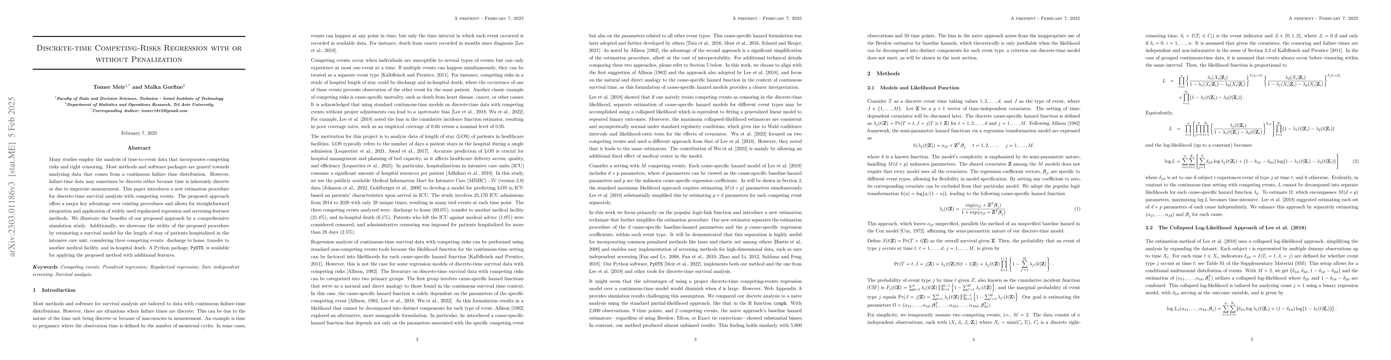 Thumbnail for Discrete-time Competing-Risks Regression with or without Penalization