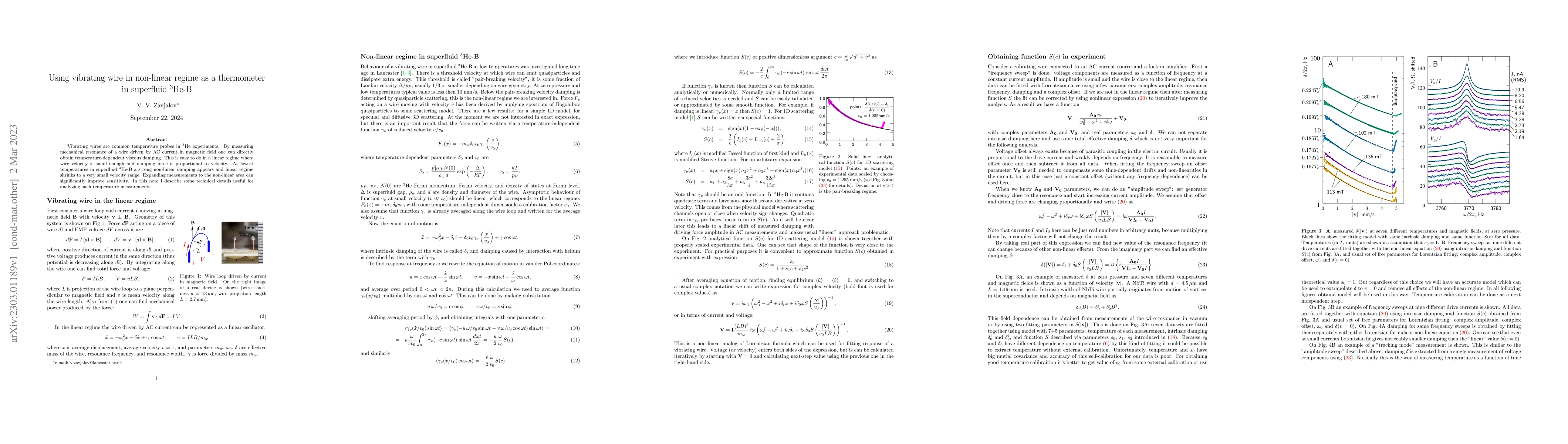 Thumbnail for Using vibrating wire in non-linear regime as a thermometer in superfluid
  $^3$He-B