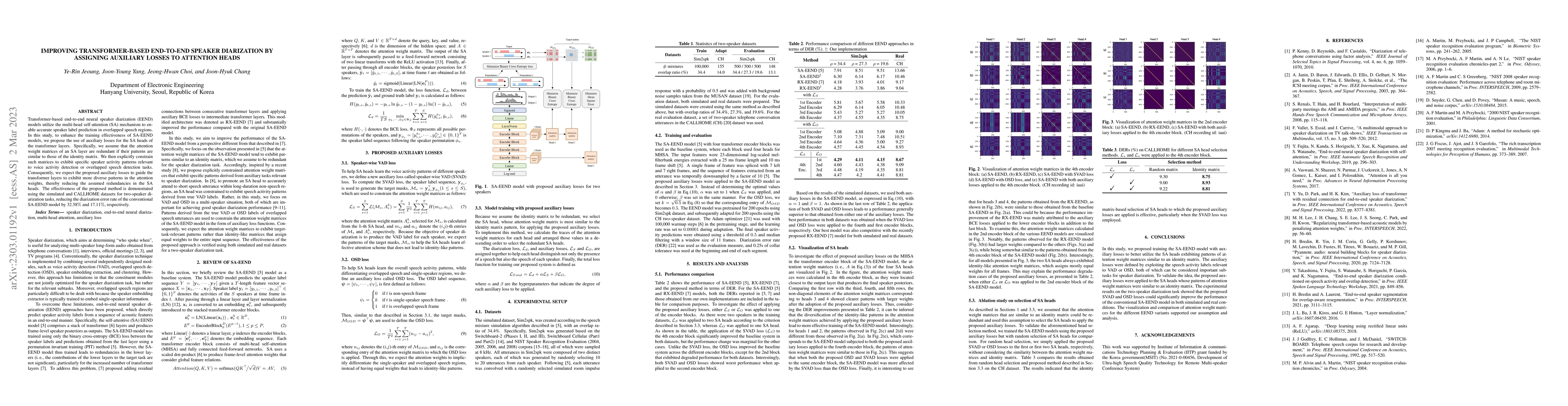Thumbnail for Improving Transformer-based End-to-End Speaker Diarization by Assigning
  Auxiliary Losses to Attention Heads