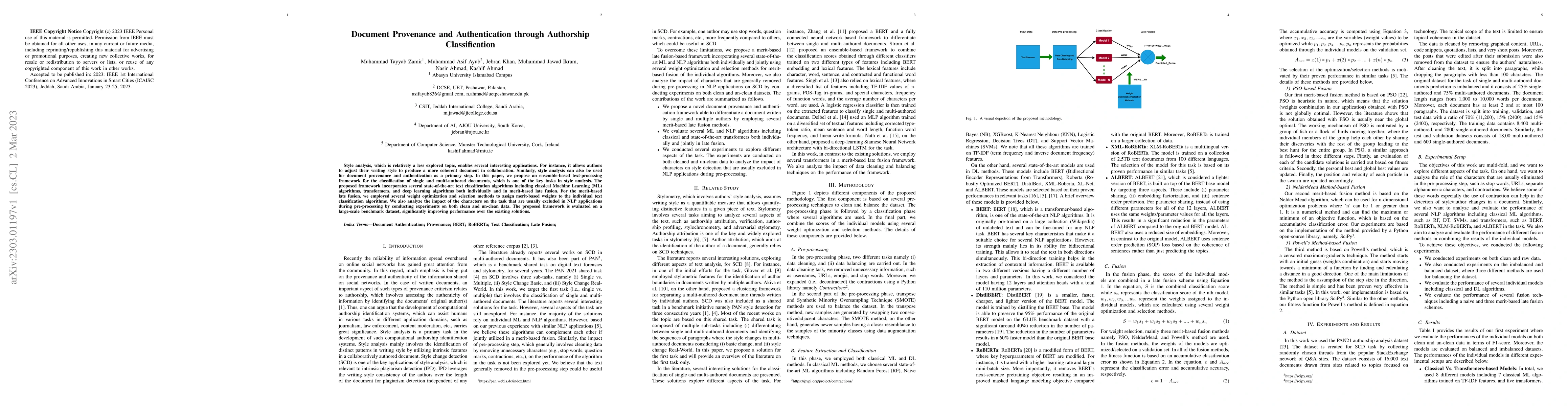 Thumbnail for Document Provenance and Authentication through Authorship Classification