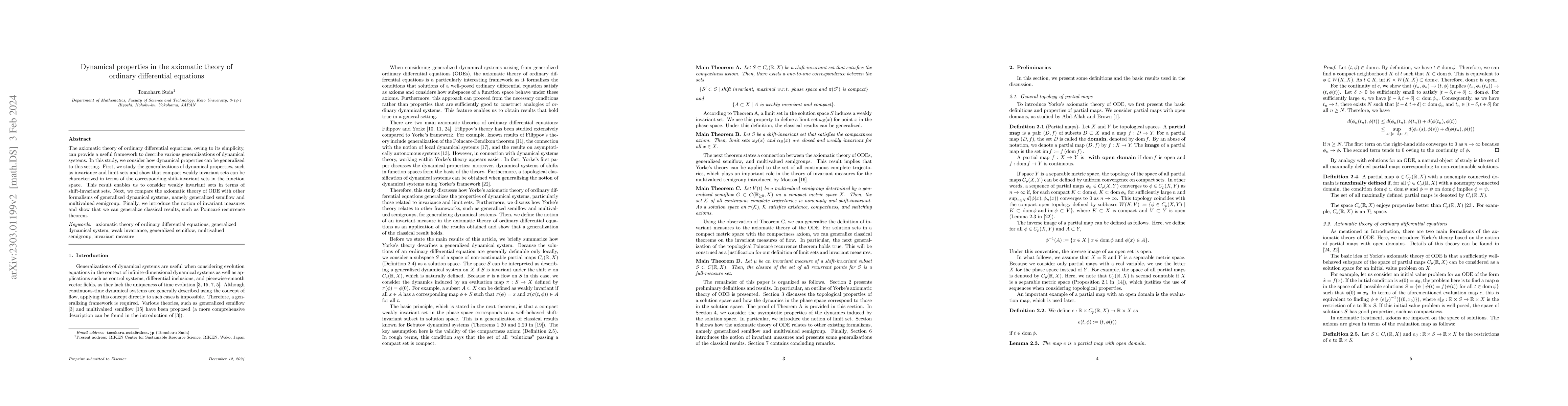 Thumbnail for Dynamical properties in the axiomatic theory of ordinary differential
  equations