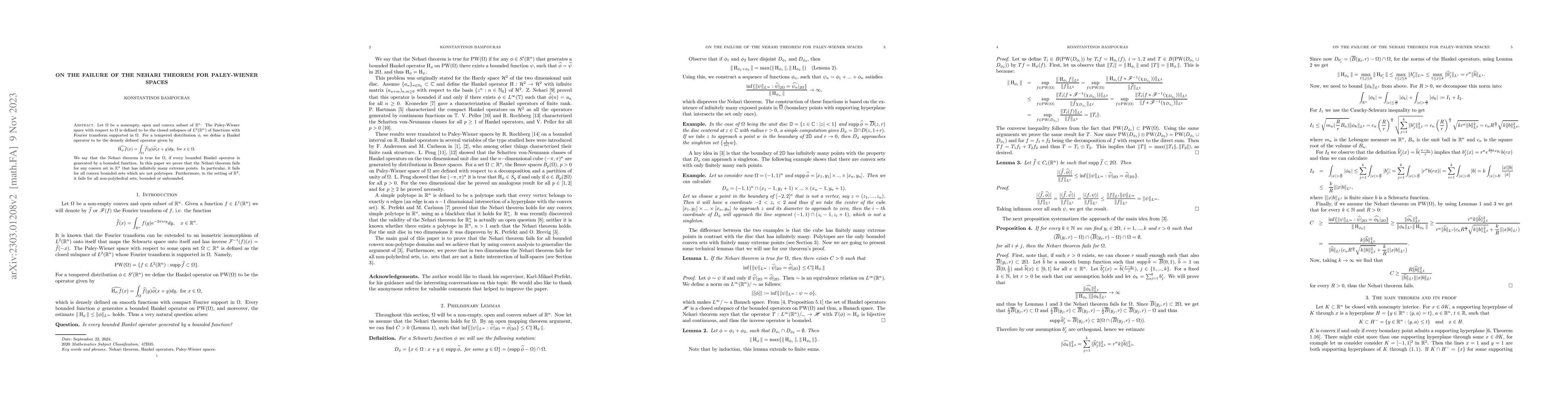 Thumbnail for On the failure of the Nehari Theorem for Paley-Wiener spaces
