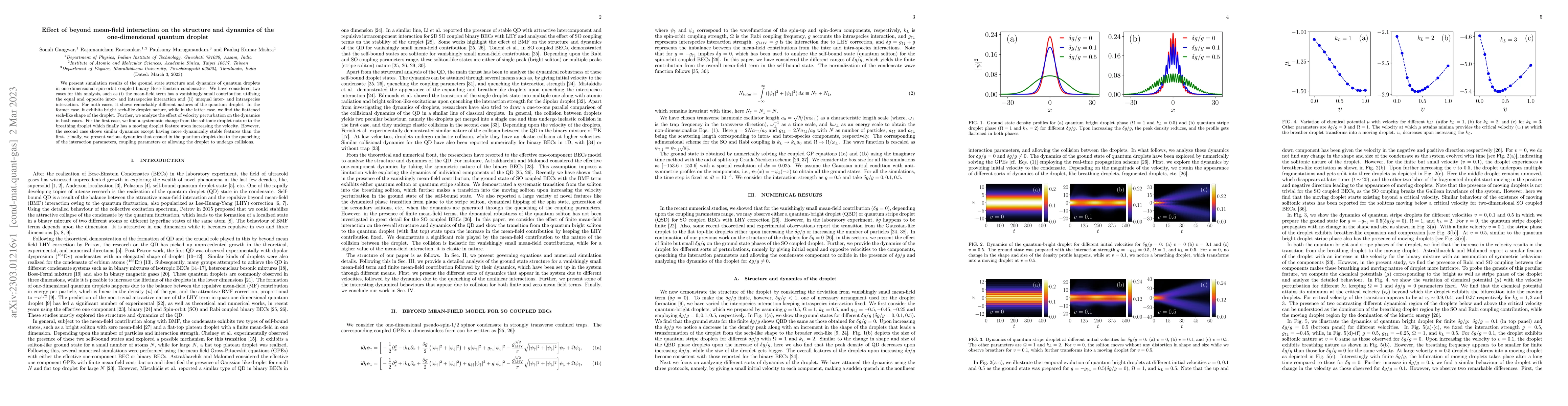 Thumbnail for Effect of beyond mean-field interaction on the structure and dynamics of
  the one-dimensional quantum droplet