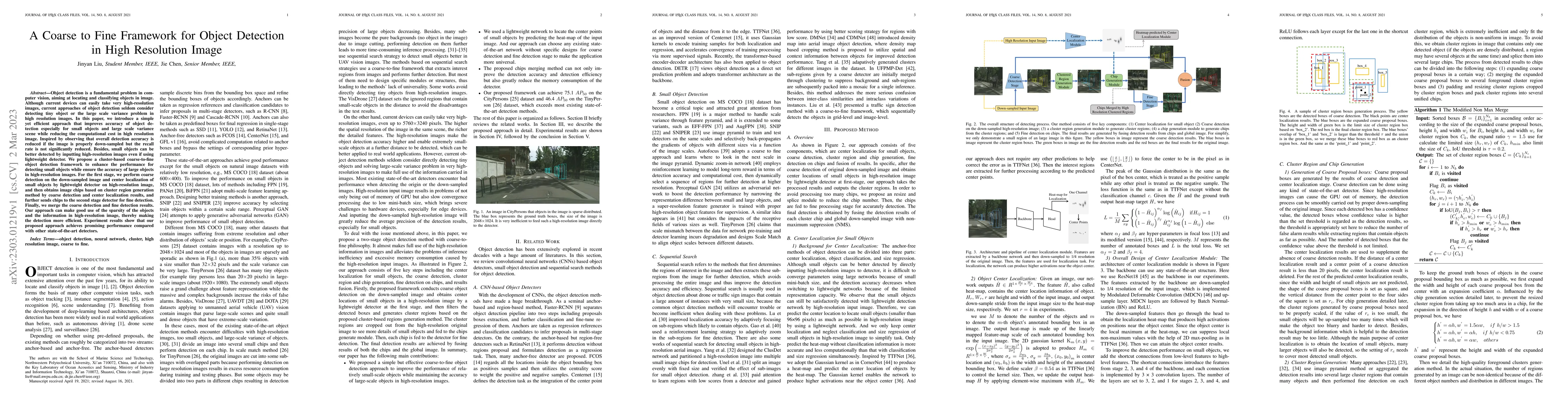 Thumbnail for A Coarse to Fine Framework for Object Detection in High Resolution Image