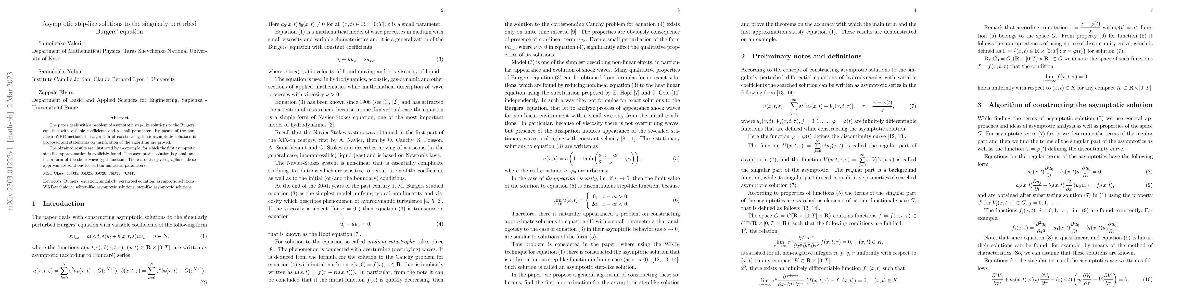 Thumbnail for Asymptotic step-like solutions to the singularly perturbed Burgers'
  equation