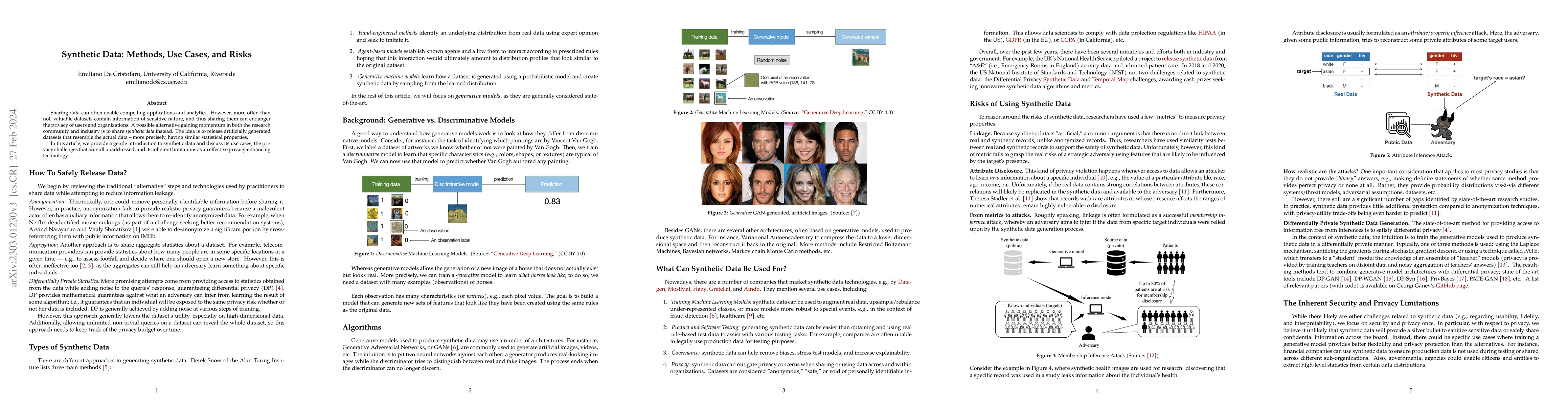 Thumbnail for Synthetic Data: Methods, Use Cases, and Risks