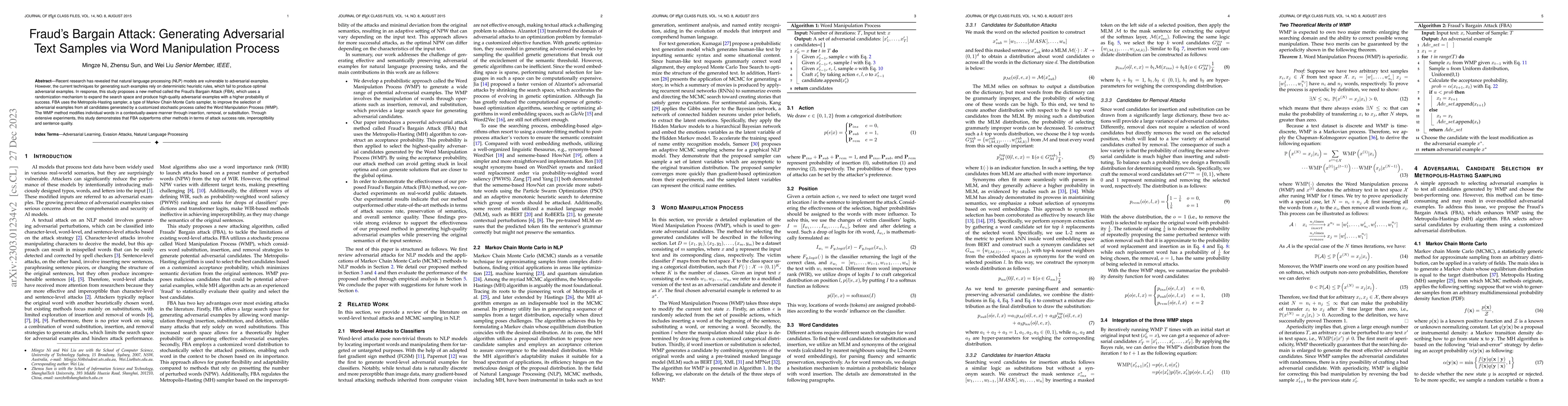 Thumbnail for Frauds Bargain Attack: Generating Adversarial Text Samples via Word
  Manipulation Process