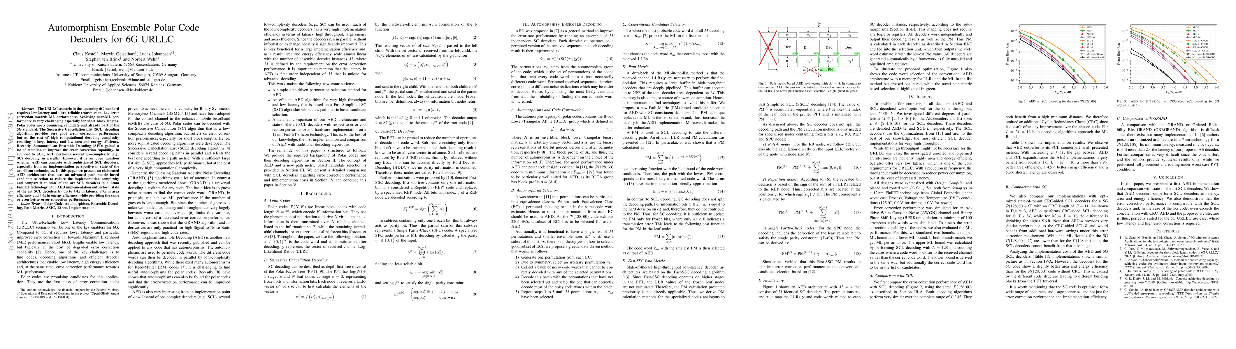 Thumbnail for Automorphism Ensemble Polar Code Decoders for 6G URLLC
