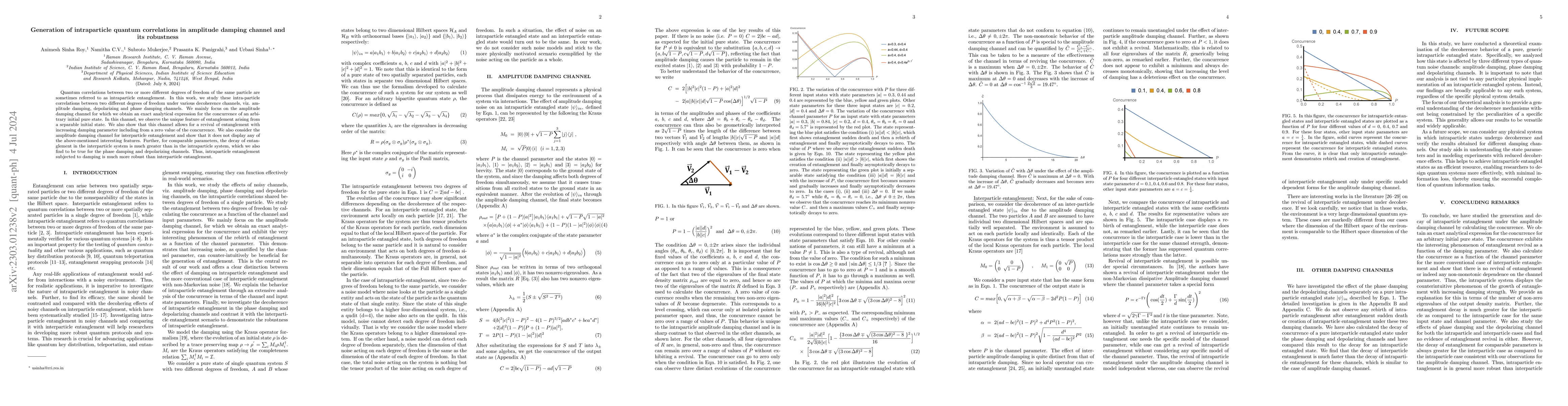 Thumbnail for Generation of intraparticle quantum correlations in amplitude damping
  channel and its robustness