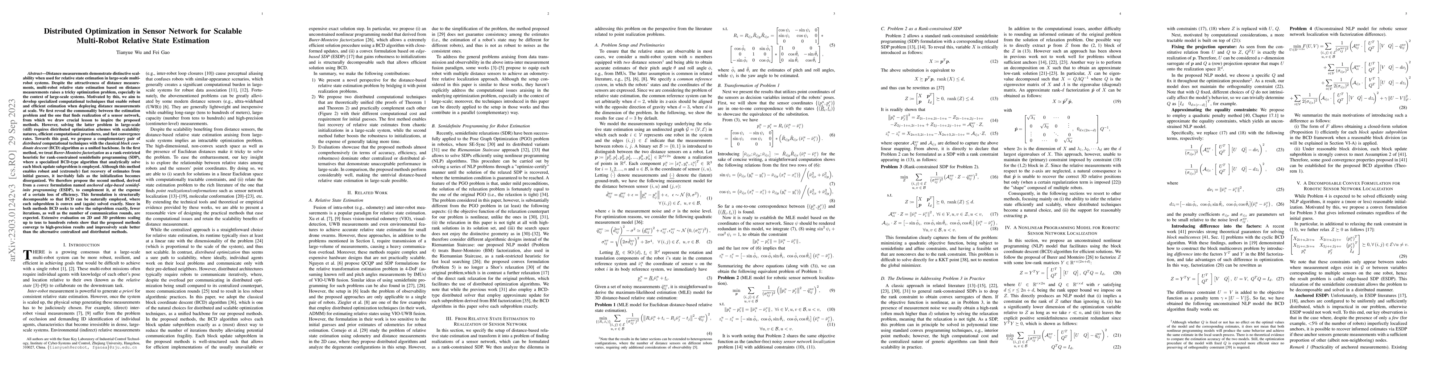 Thumbnail for Distributed Optimization in Sensor Network for Scalable Multi-Robot
  Relative State Estimation