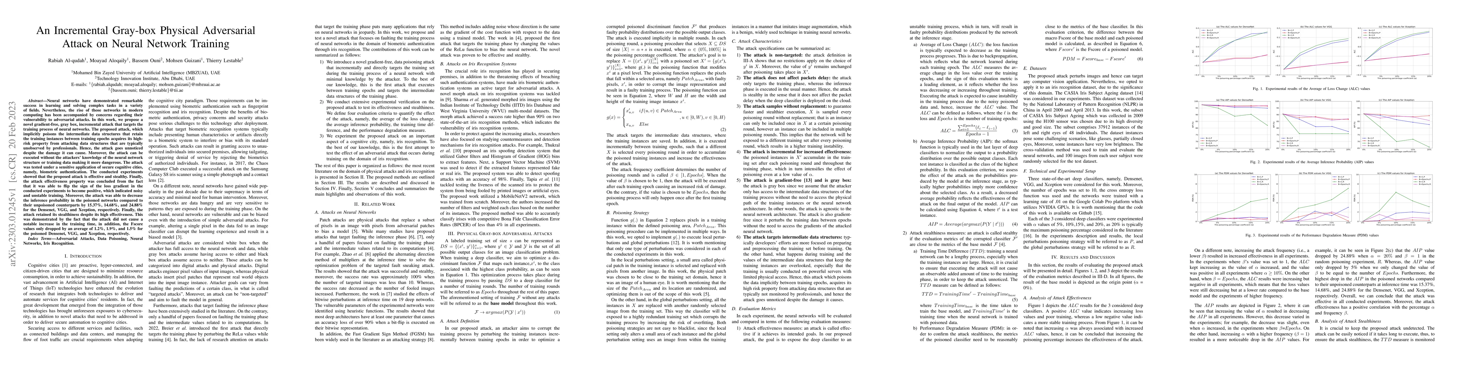 Thumbnail for An Incremental Gray-box Physical Adversarial Attack on Neural Network
  Training