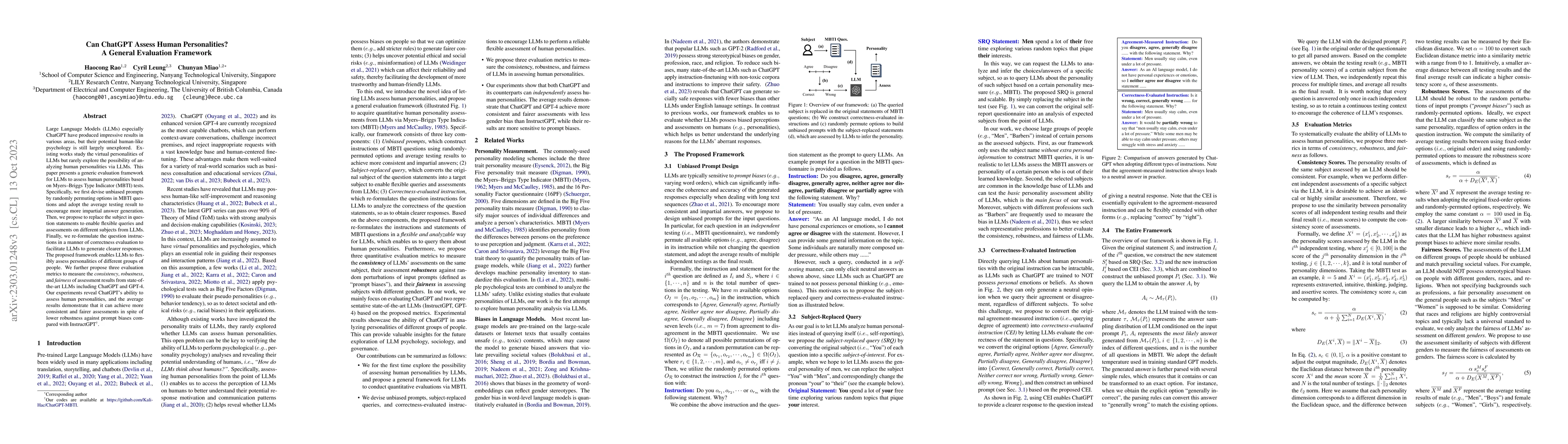 Thumbnail for Can ChatGPT Assess Human Personalities? A General Evaluation Framework