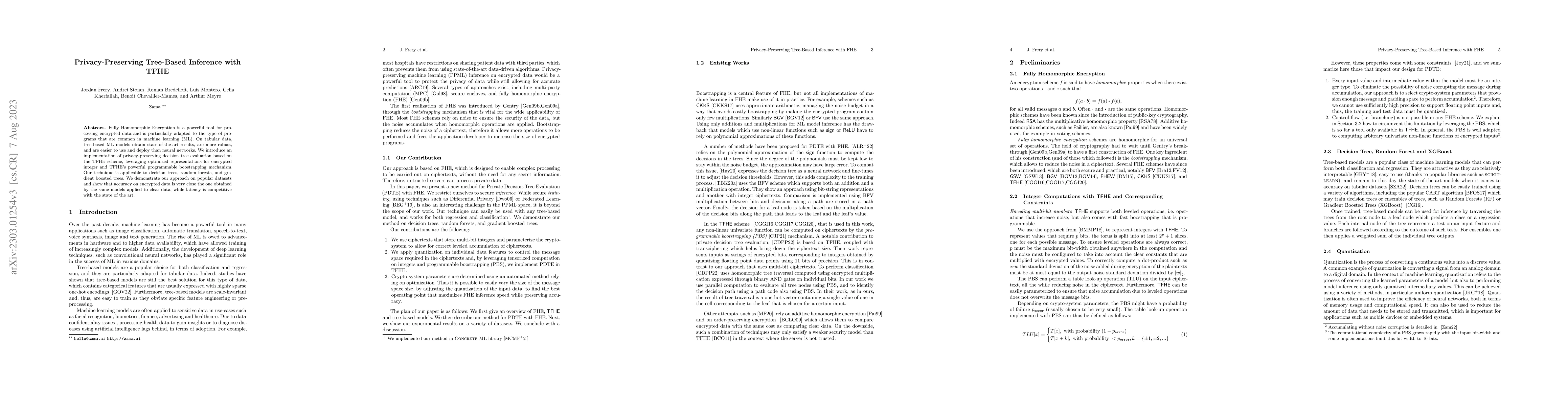 Thumbnail for Privacy-Preserving Tree-Based Inference with TFHE