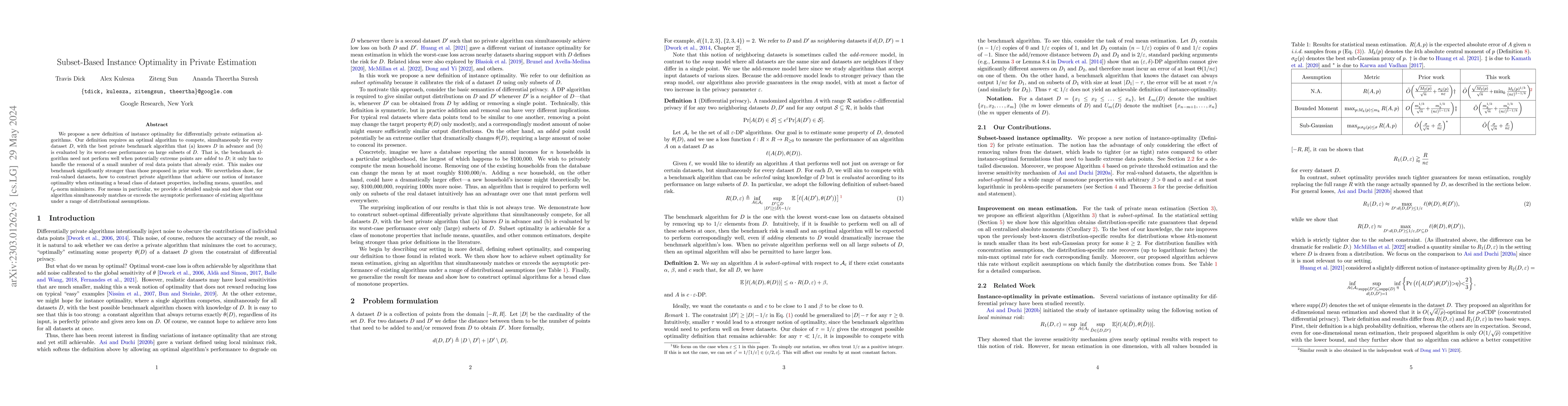 Thumbnail for Subset-Based Instance Optimality in Private Estimation