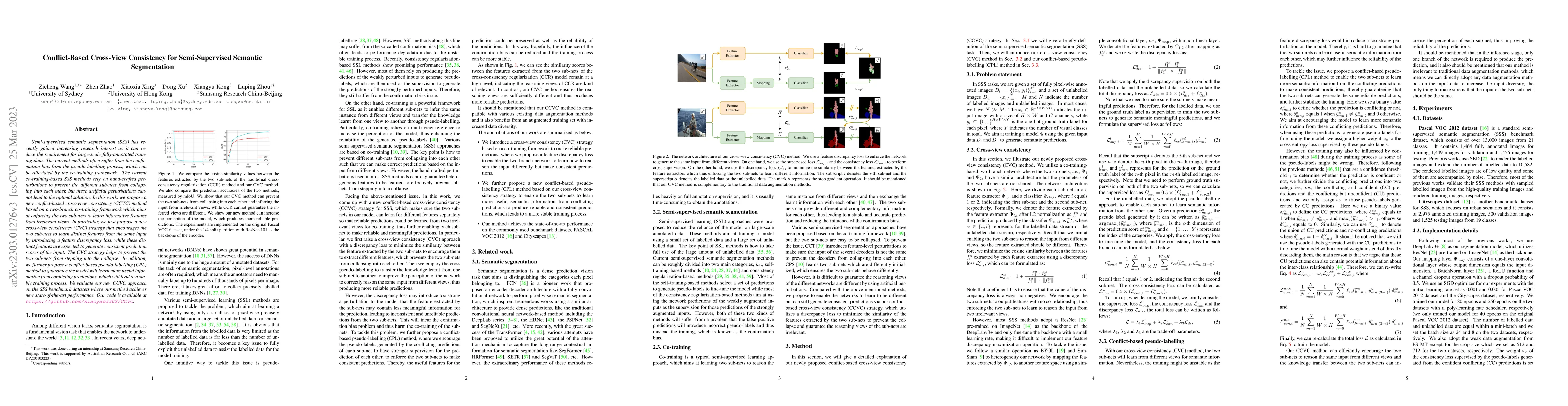 Thumbnail for Conflict-Based Cross-View Consistency for Semi-Supervised Semantic
  Segmentation
