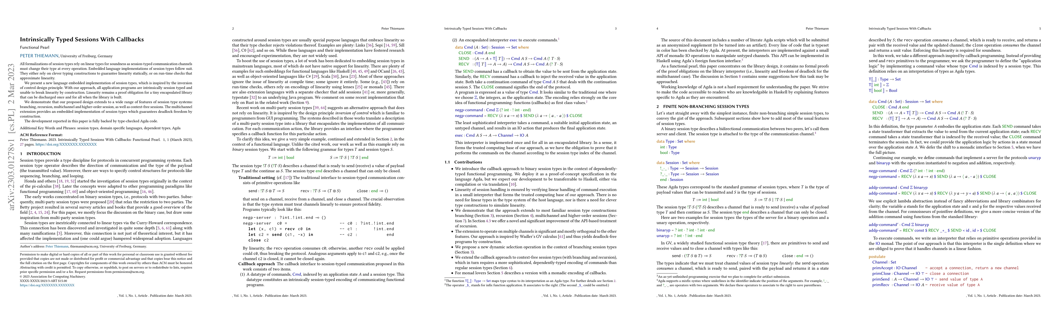 Thumbnail for Intrinsically Typed Sessions With Callbacks