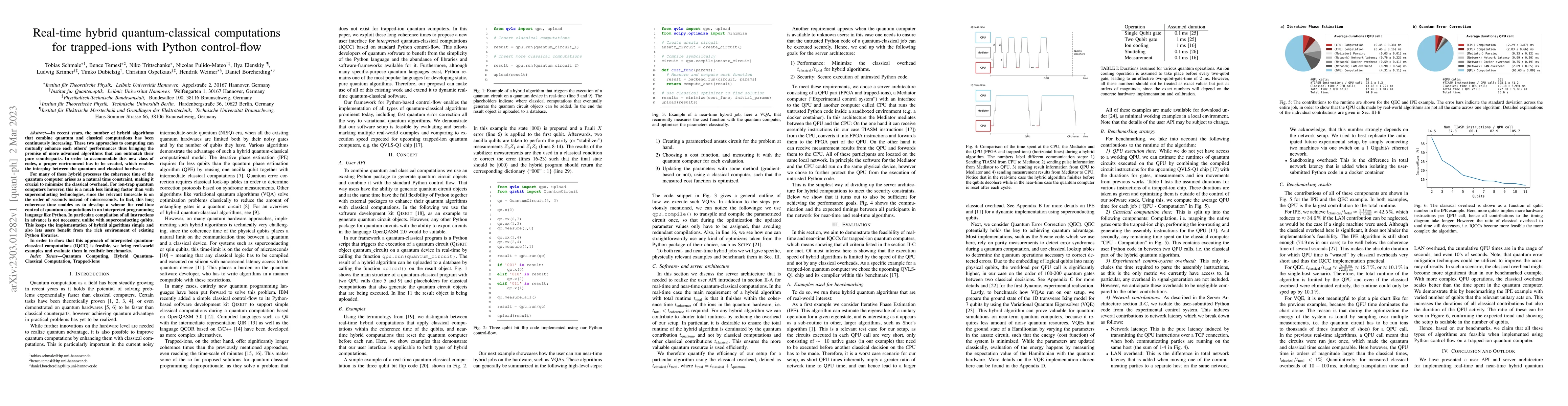 Thumbnail for Real-time hybrid quantum-classical computations for trapped-ions with
  Python control-flow
