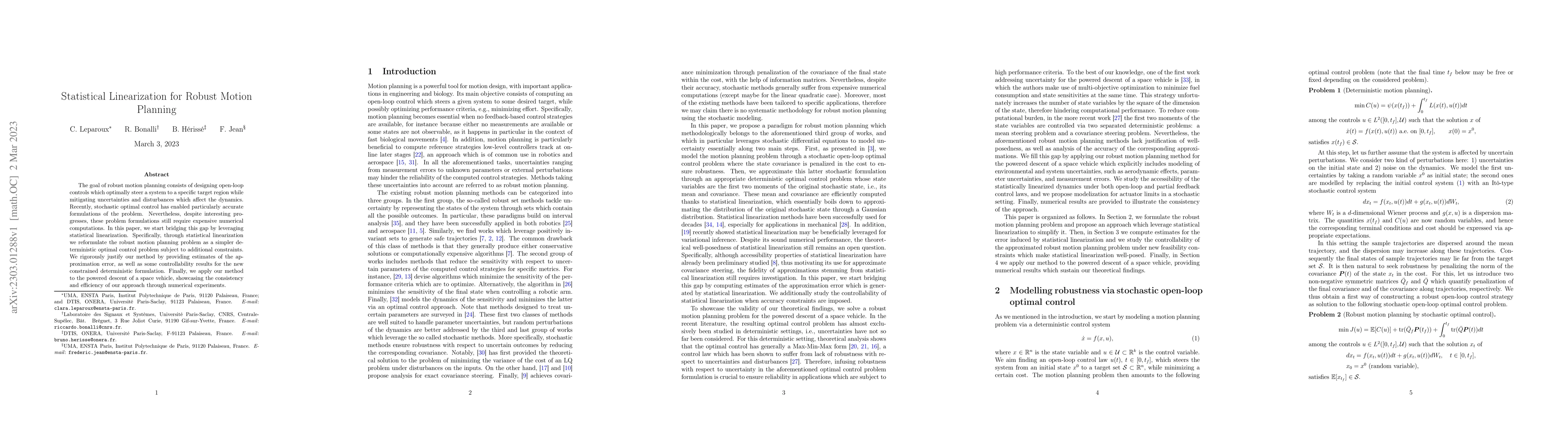 Thumbnail for Statistical Linearization for Robust Motion Planning
