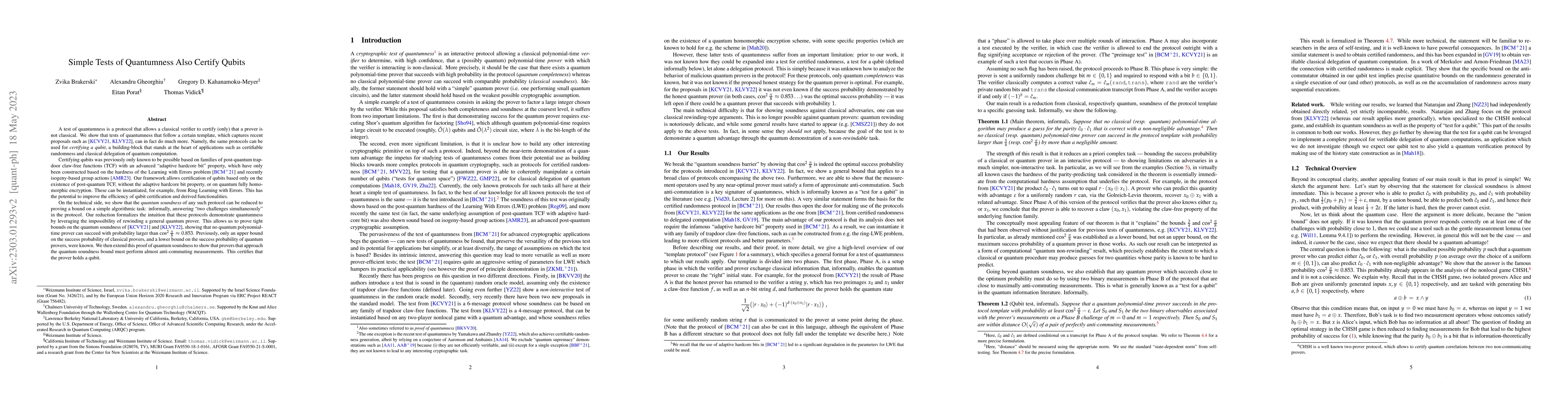 Thumbnail for Simple Tests of Quantumness Also Certify Qubits