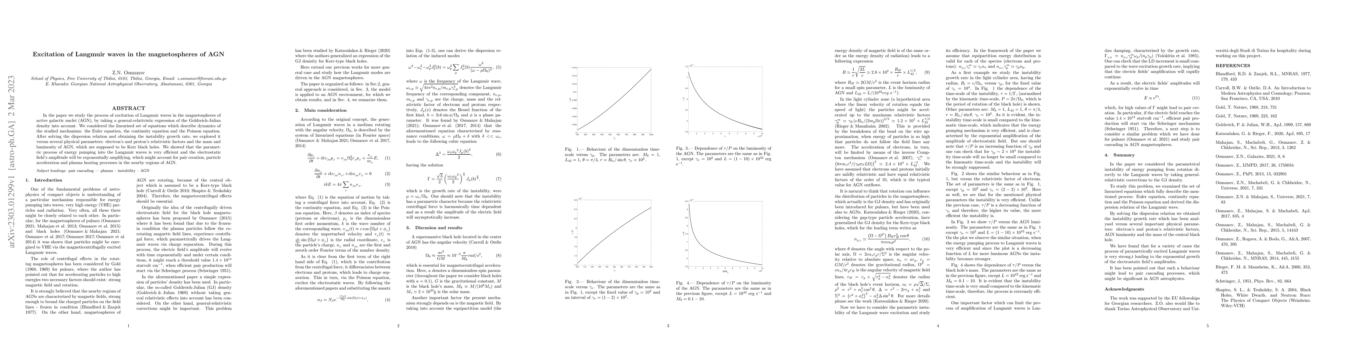 Thumbnail for Excitation of Langmuir waves in the magnetospheres of AGN