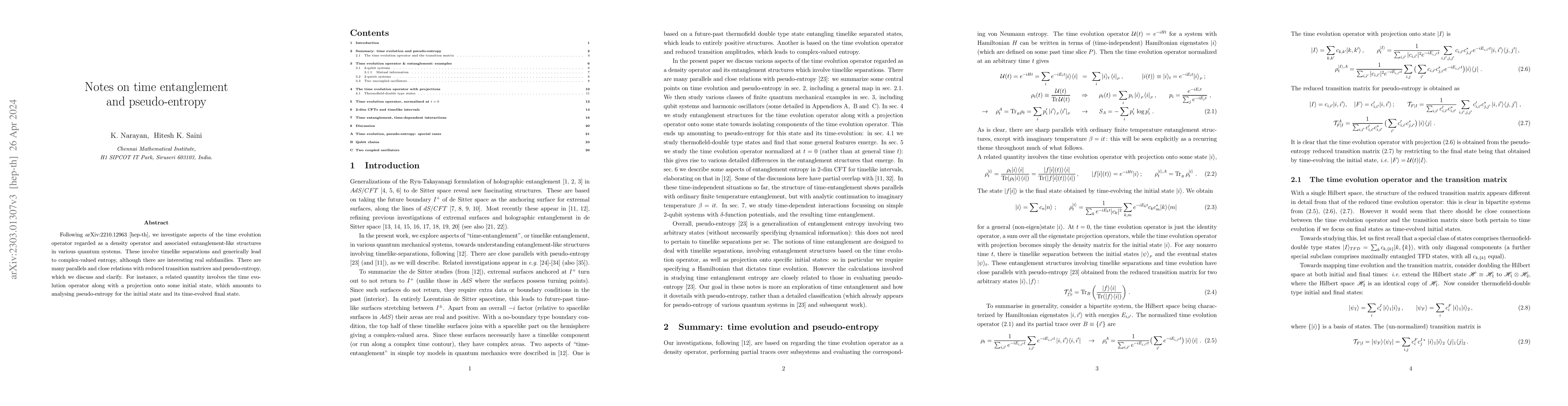 Thumbnail for Notes on time entanglement and pseudo-entropy