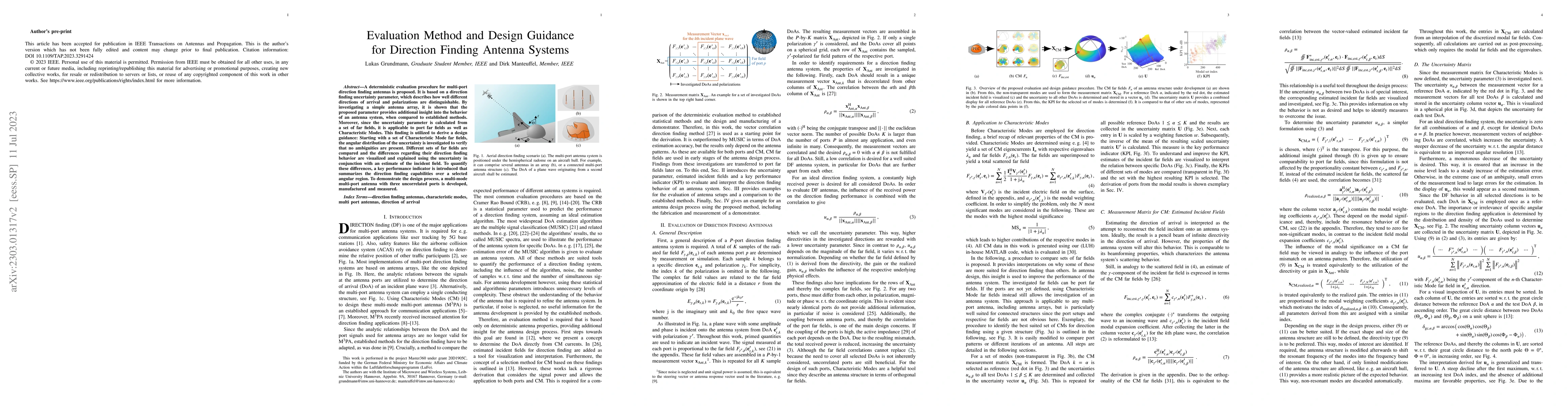 Thumbnail for Evaluation Method and Design Guidance for Direction Finding Antenna
  Systems