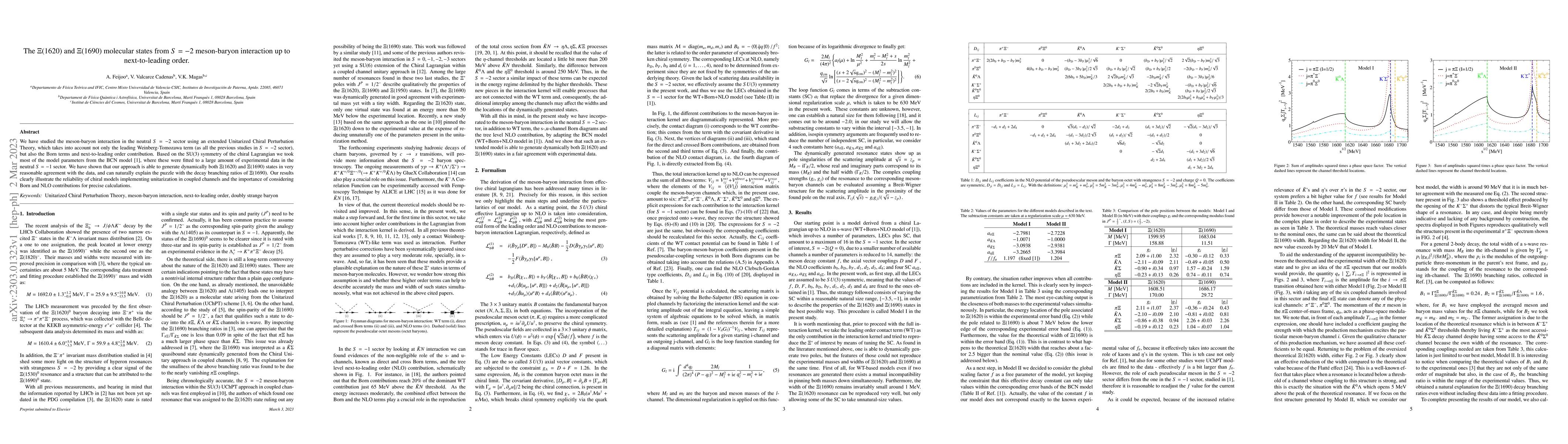 Thumbnail for The $\Xi(1620)$ and $\Xi(1690)$ molecular states from $S=-2$
  meson-baryon interaction up to next-to-leading order