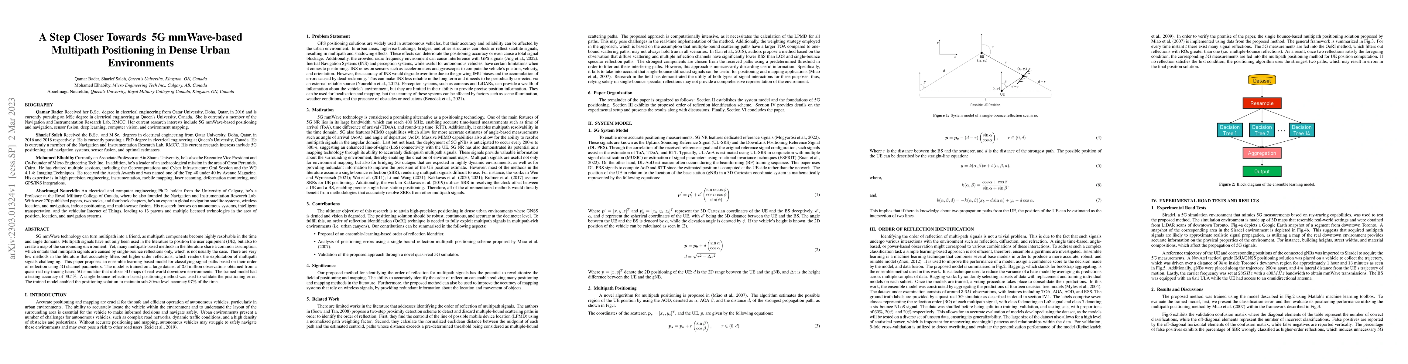 Thumbnail for A Step Closer Towards 5G mmWave-based Multipath Positioning in Dense
  Urban Environments